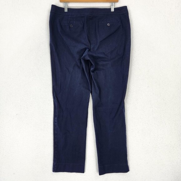 Talbots Pants Womens 14 Navy Blue Chatham Stretch Side Zip Straight Leg Hi Rise - Picture 8 of 12